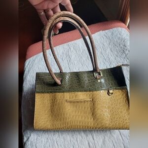 Jeanne Lottie 3-Tone Synthetic Alligator Embossed Satchel Bag